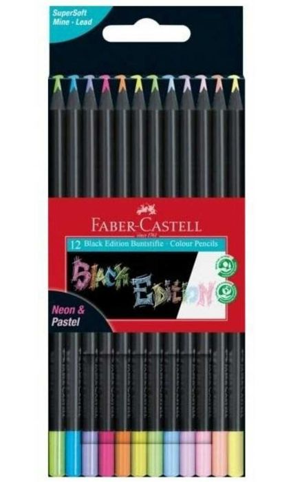 Kredki ołówkowe Black Edition Faber-Castell 12 szt. pastele i neony