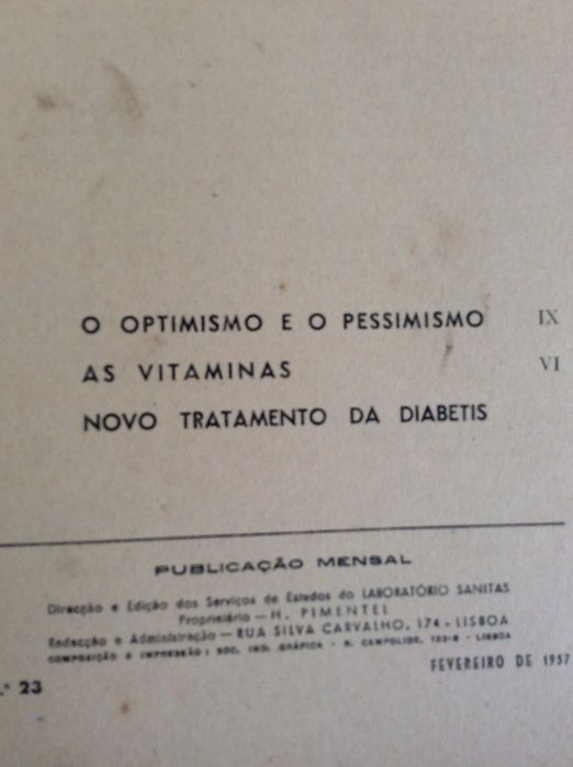 Estudos: Edição do Laborat. Sanitas. (23) - Fever. de 1957. Ver sumár.
