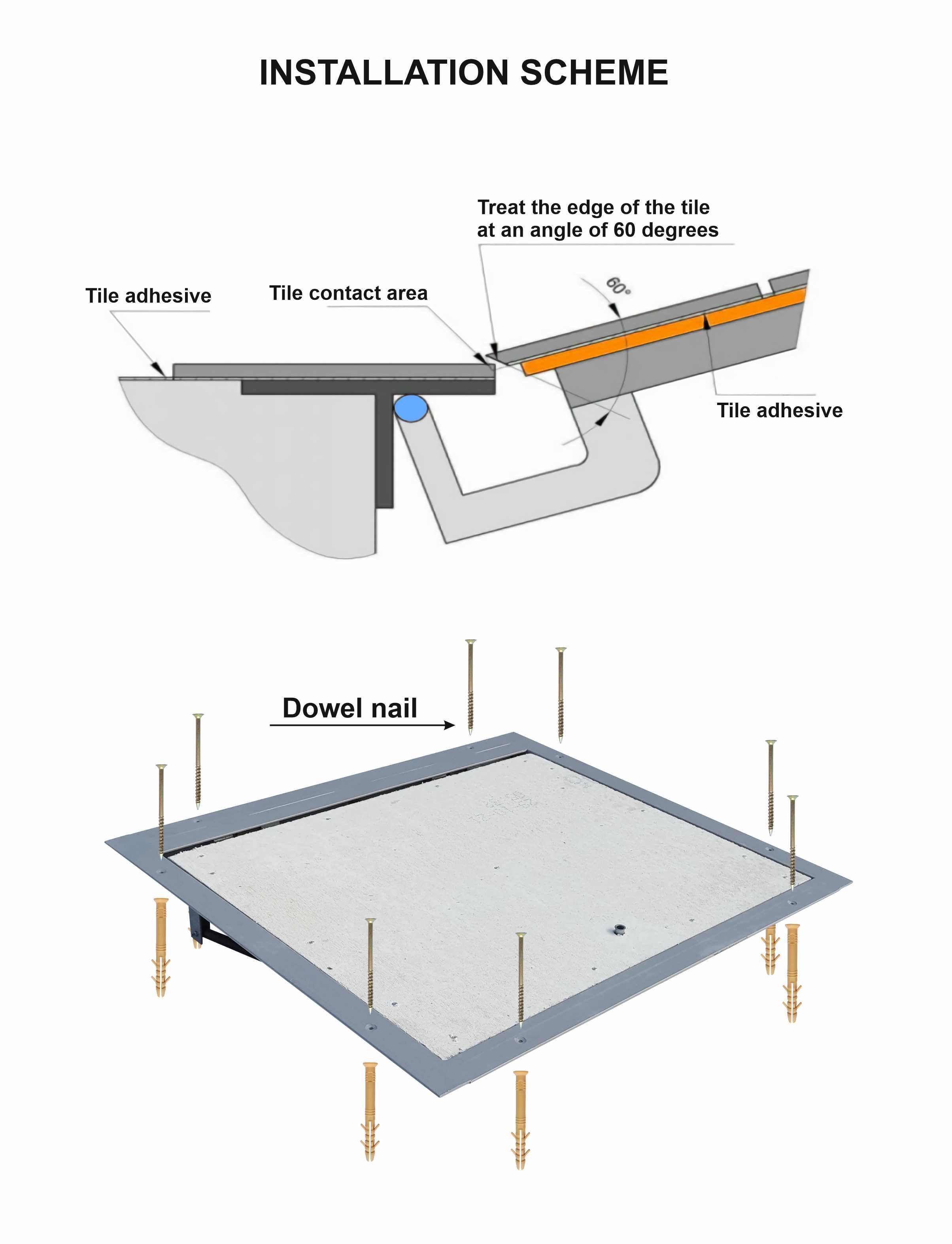 Właz do piwnicy, rewizyjny, podłogowy,na siłownikach 80 × 80 THERMO