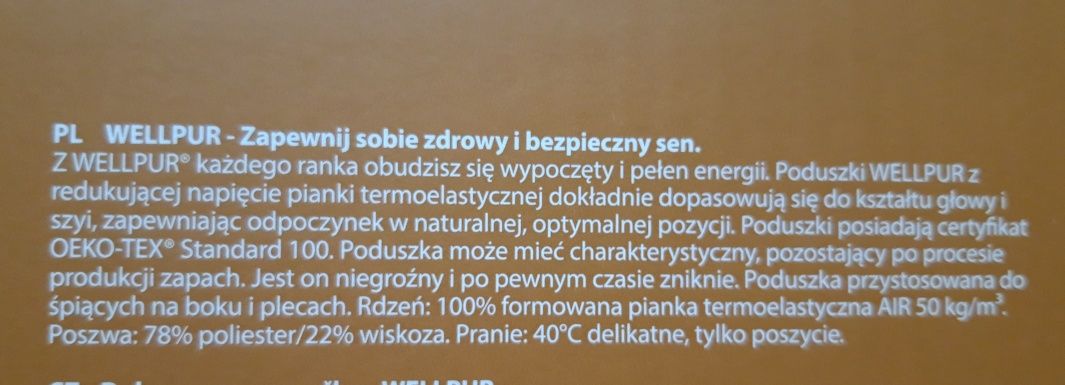 Poduszka Wellpur VOSS szara - NOWA