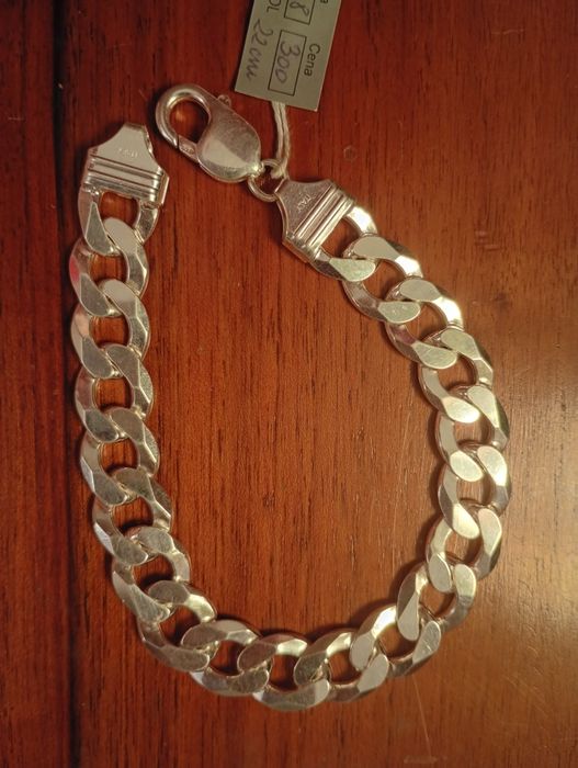 Męska bransoletka pancerka 22 cm waga 30.8 925 srebro