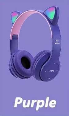Słuchawki Bluetooth Cat Ear LED Light bezprzewodowe.