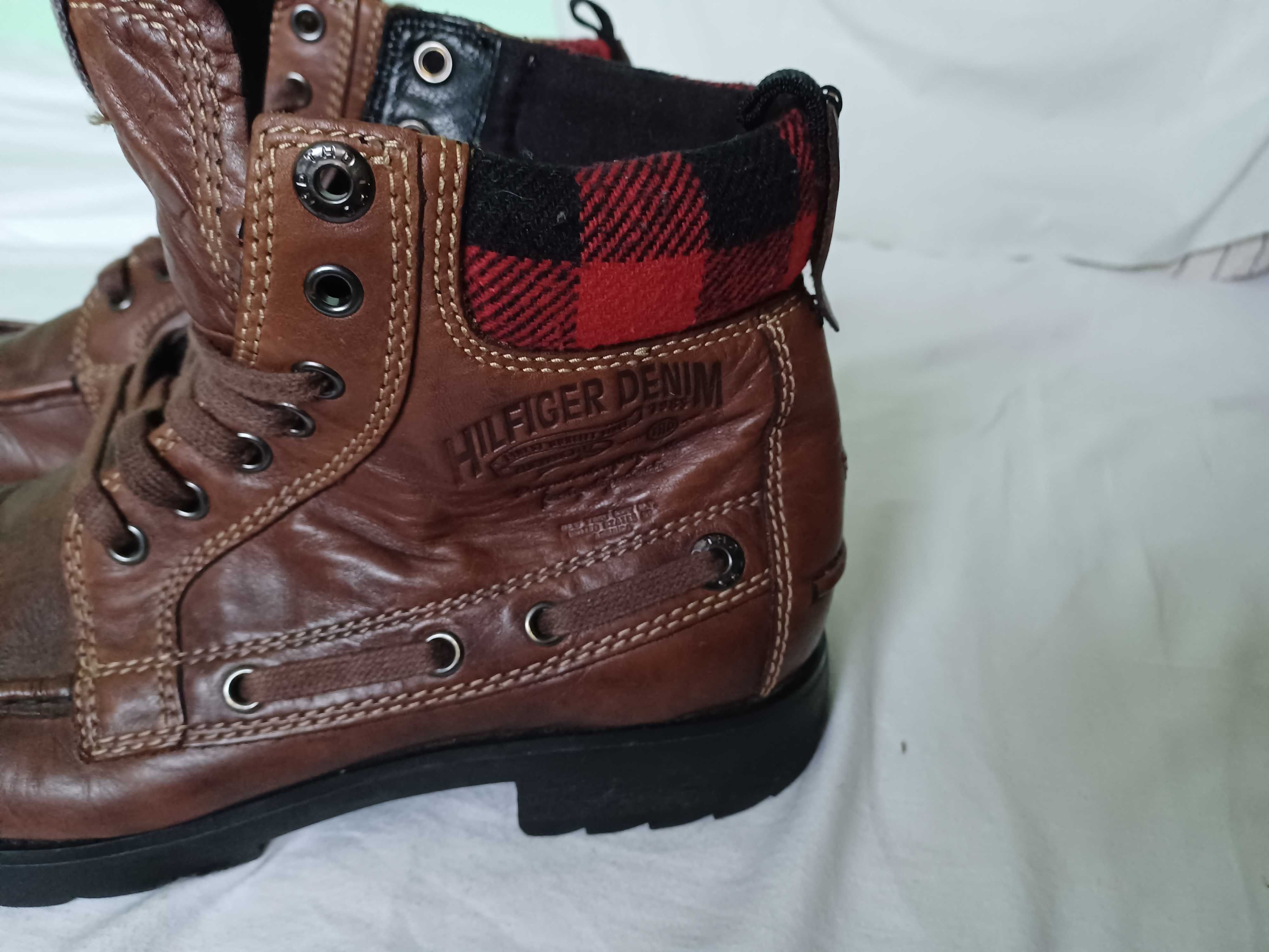 Skórzane Trapery/Trzewiki BRĄZ marki Tommy Hilfiger rozmiar 42