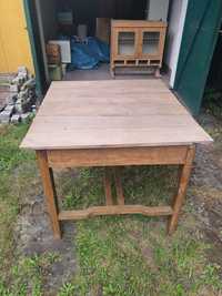 Dębowy stół rozkładany kwadratowy stary antyk staroć lite drewno