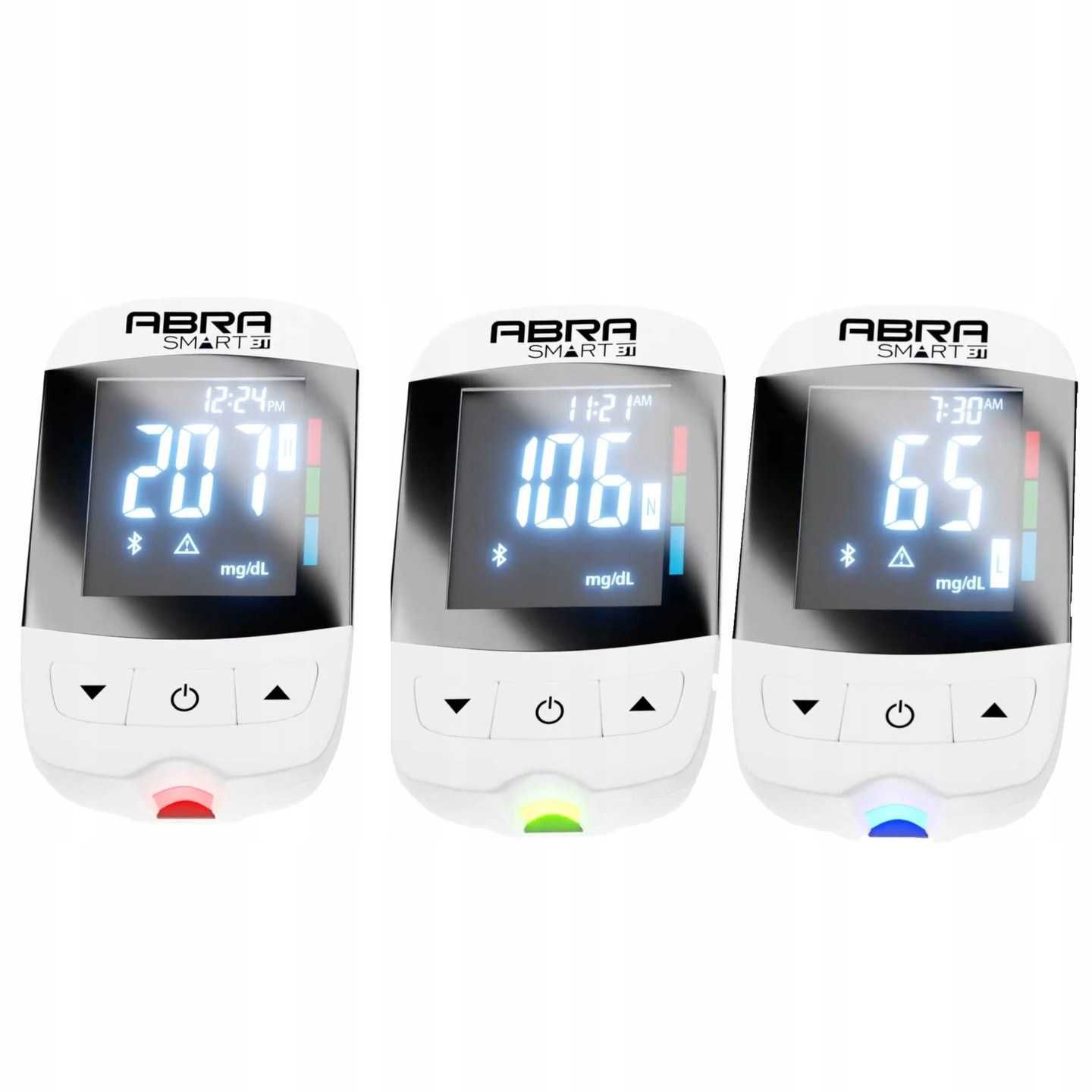 Glukometr Bluetooth ABRA SMART + 50 PASKÓW + 70 LANCETÓW – biały