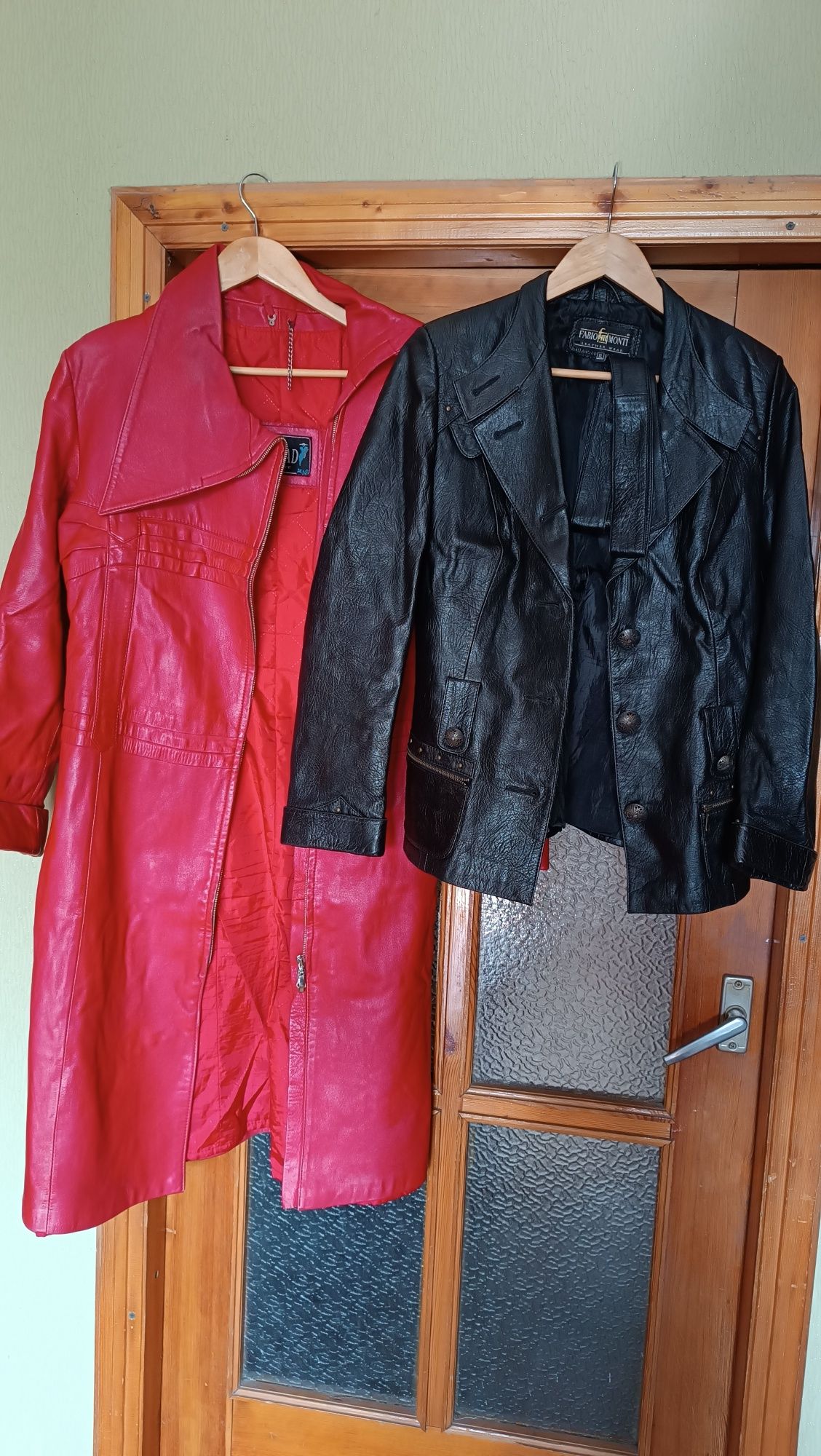 Кожаные плащ и куртка б/у
