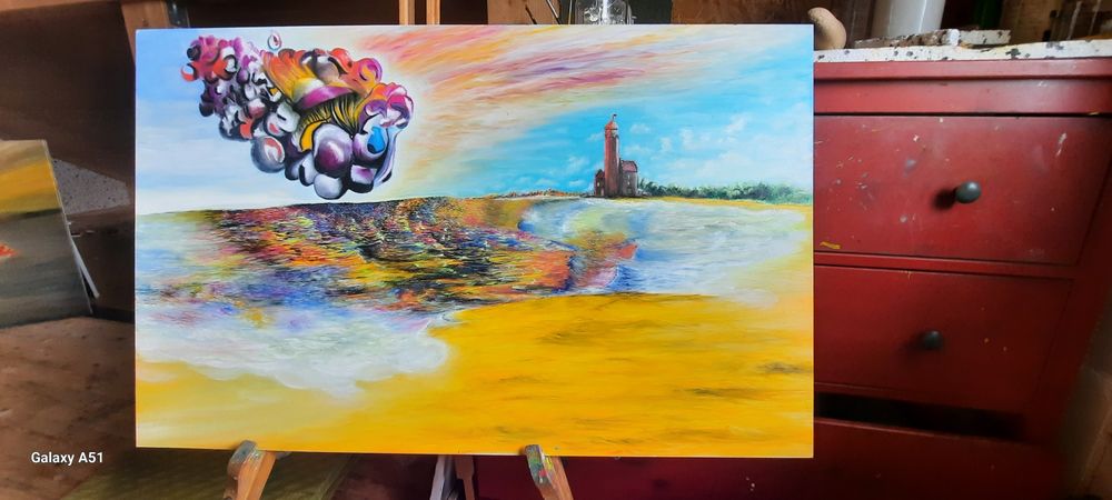 Światło nad latarnią” – obraz olejny 50x80