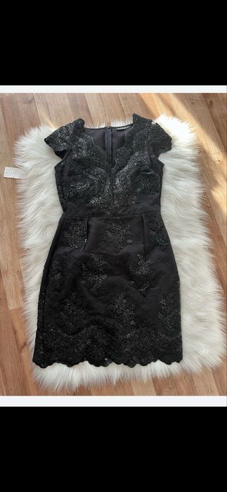 Sukienka mała czarna cekiny Sylwester na Sylwestra M 38