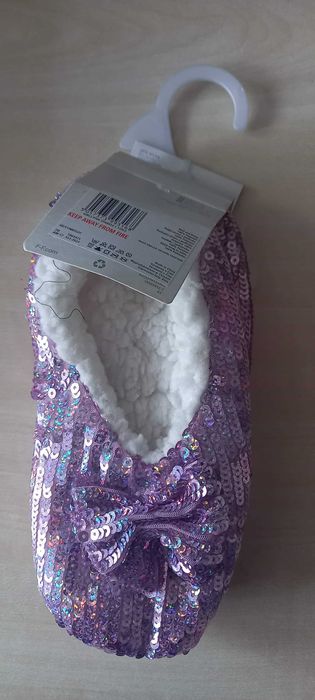 cipłe kapcie baletki brokatowe rozmiar 31 32 33  34 35 36