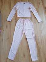 Komplet dresowy dres Flawless  S 36 jasno różowy spodnie bawełniany
