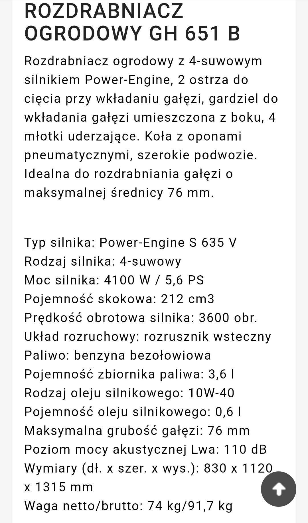 Rozdrabniacz do gałęzi gude gh651b