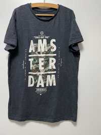 Granatowa koszulka z nadrukiem 'Amsterdam'