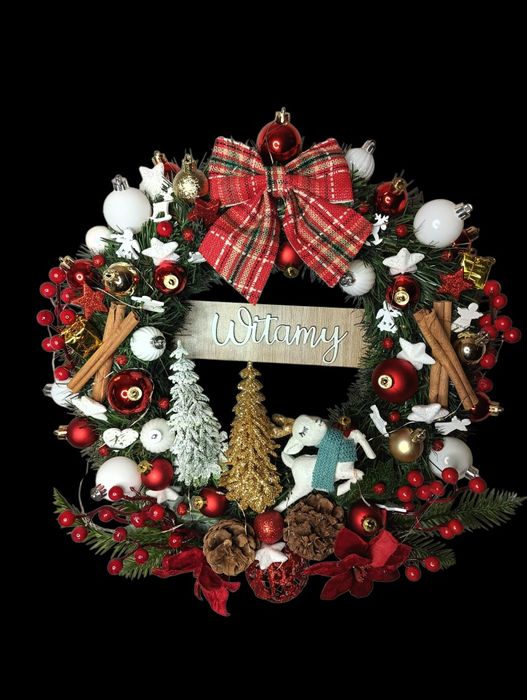 Świąteczny wianek 40cm podświetlany