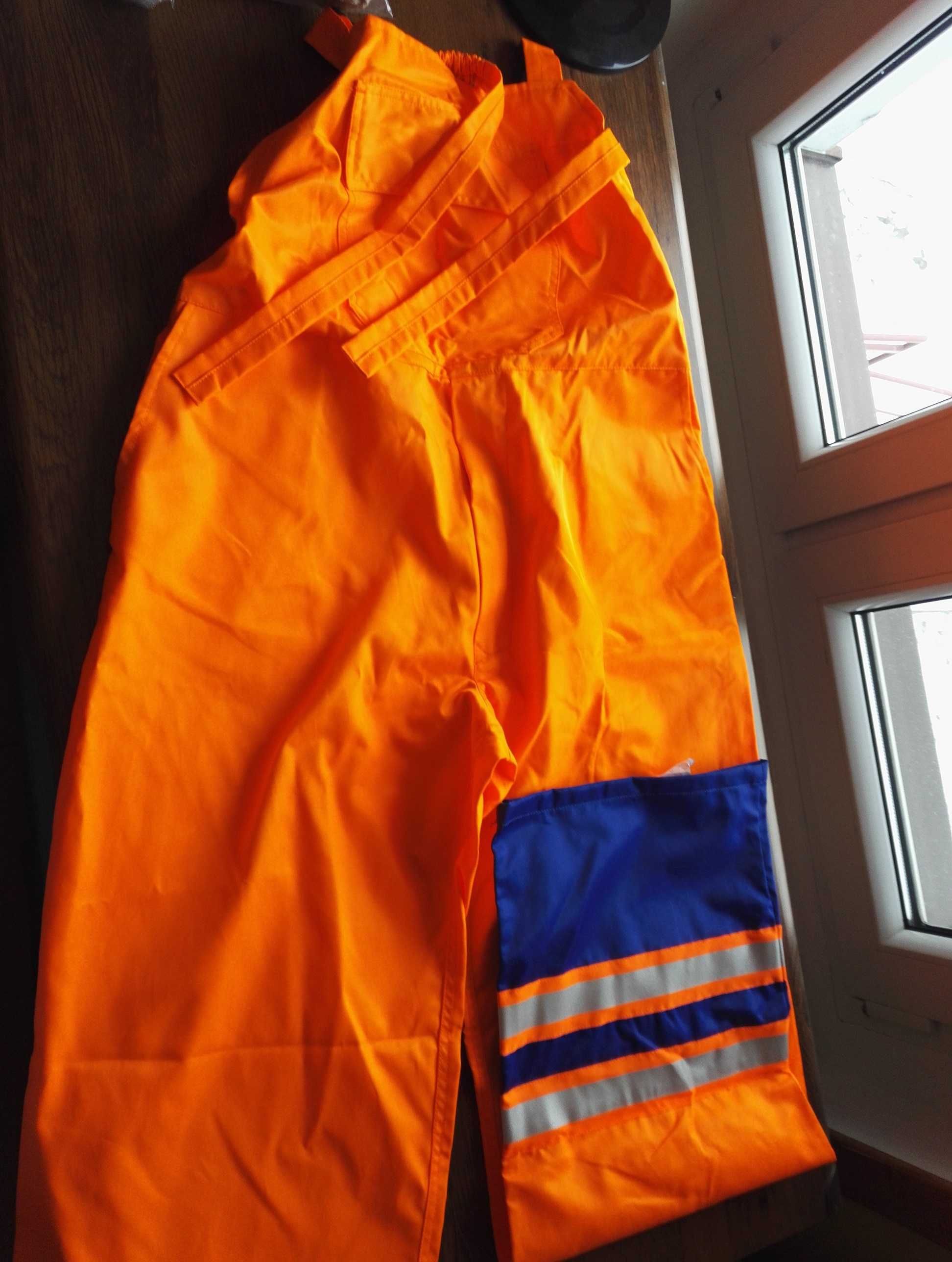 komplet spodnie i kurtka ostrzegawcza pomarańczowa