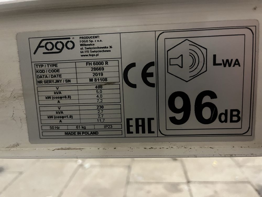 Генератор fogo 6000r
