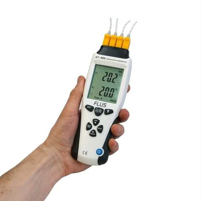 Termometr cyfrowy 4 kanałowy, termopara Typ K, J / FLUS ET-960