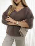 Sweter w serek 81 % kid moher