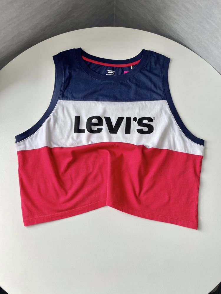 Л Жіноча нова вкорочена футболка big logo Levi’s майка биг лого