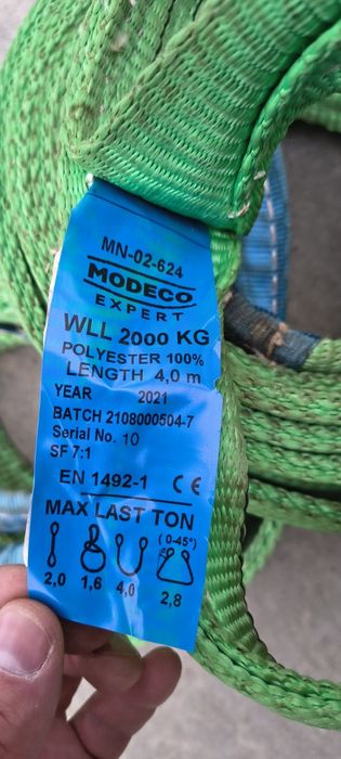 Zawiesie Pasowe 2t 4m Zawiesia Taśmowe Dźwigowe 2 szt