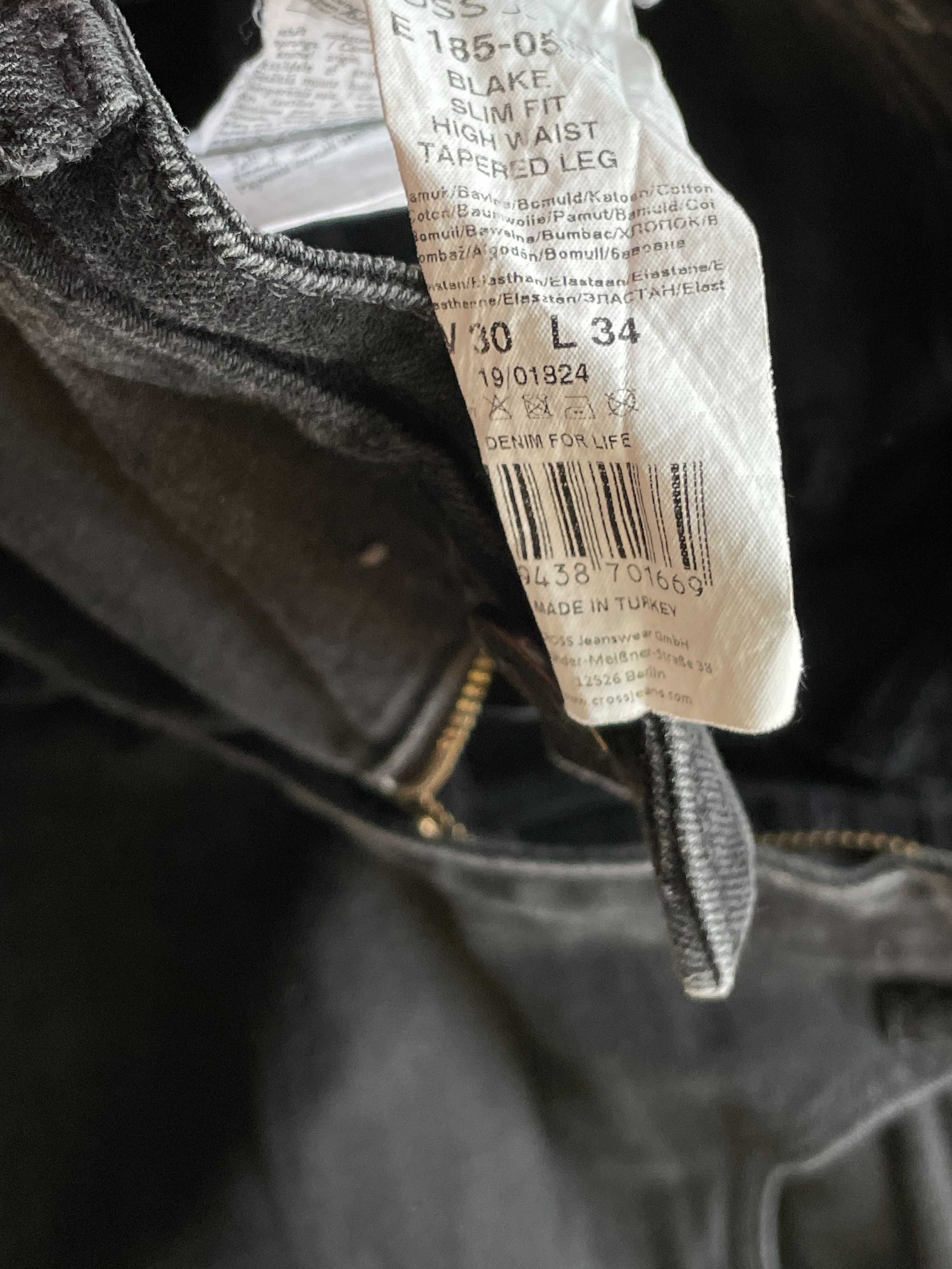Spodnie czarne Cross Jeans BLAKE slim fit W30 L34 piękne
