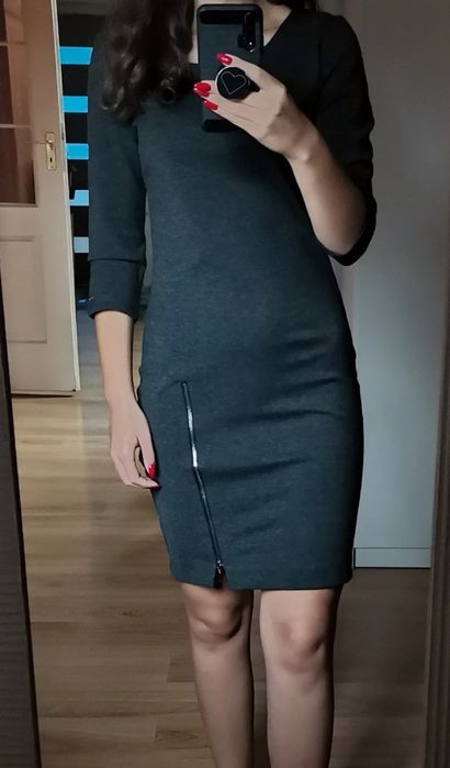 Sukienka mini midi elegancka na okazje, do pracy, na codzień, z suwaka