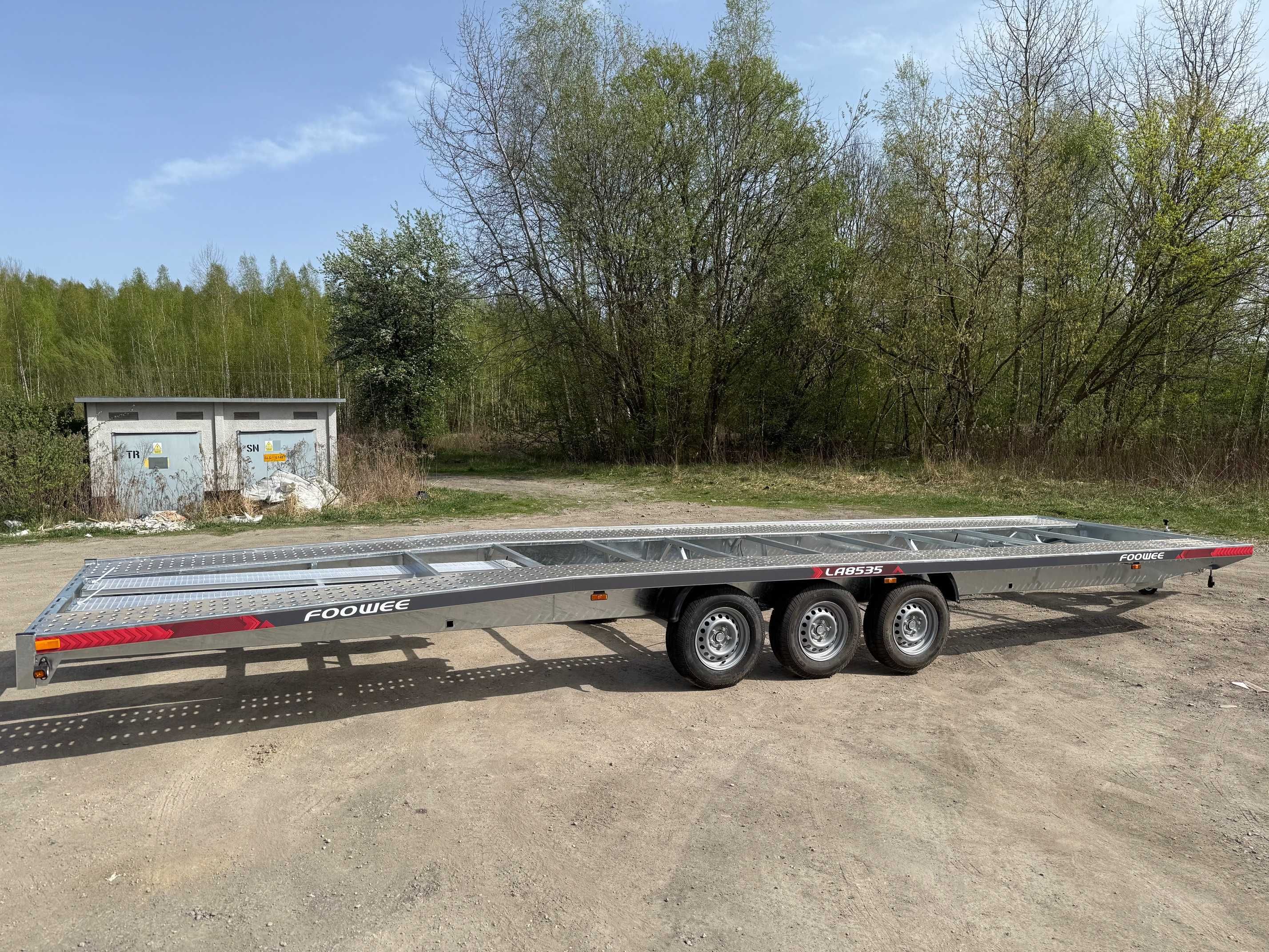 Przyczepa Laweta na 2 auta 8,5m 850cm ALUMINIOWE NAJAZDY VDI 2700-8.1!