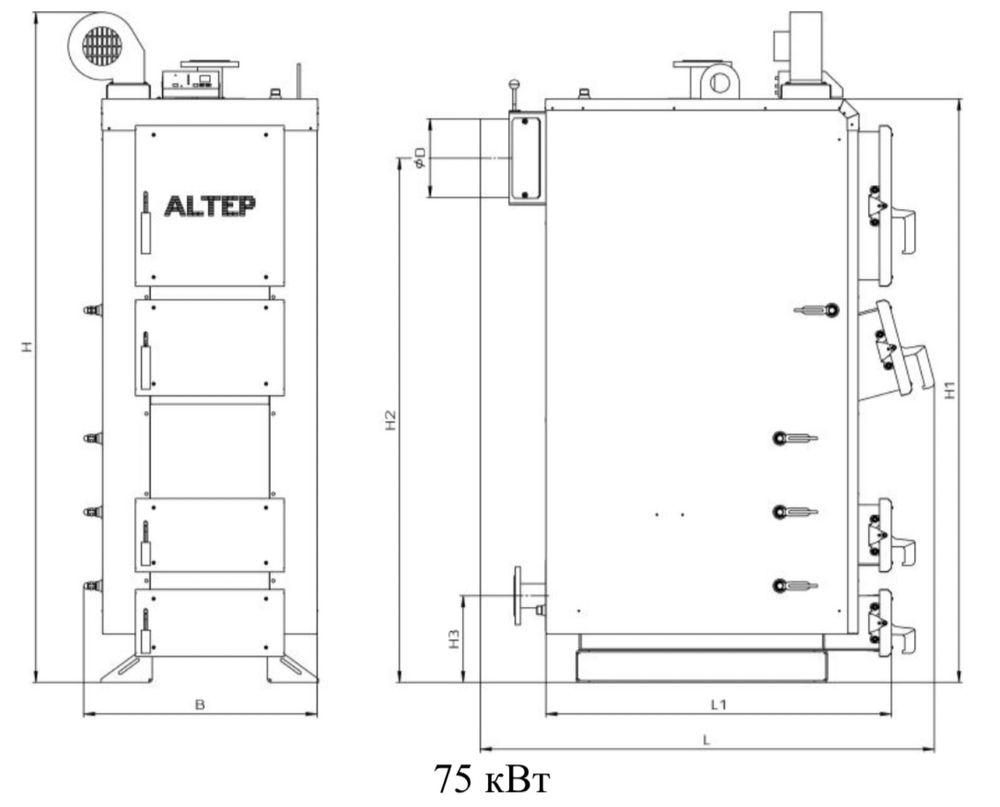 Котел тведопаливний DUO PLUS 75 кВт ALTEP