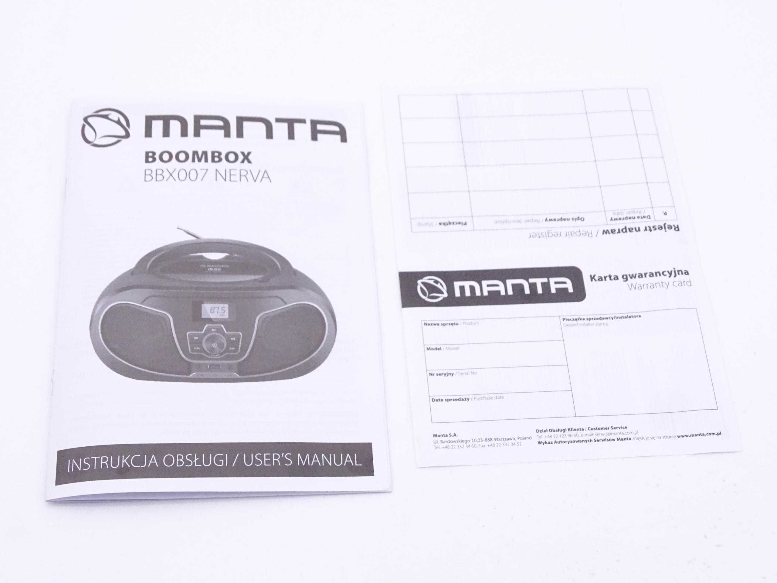 Radioodtwarzacz Manta BBX007 BOOMBOX Bluetooth nowy