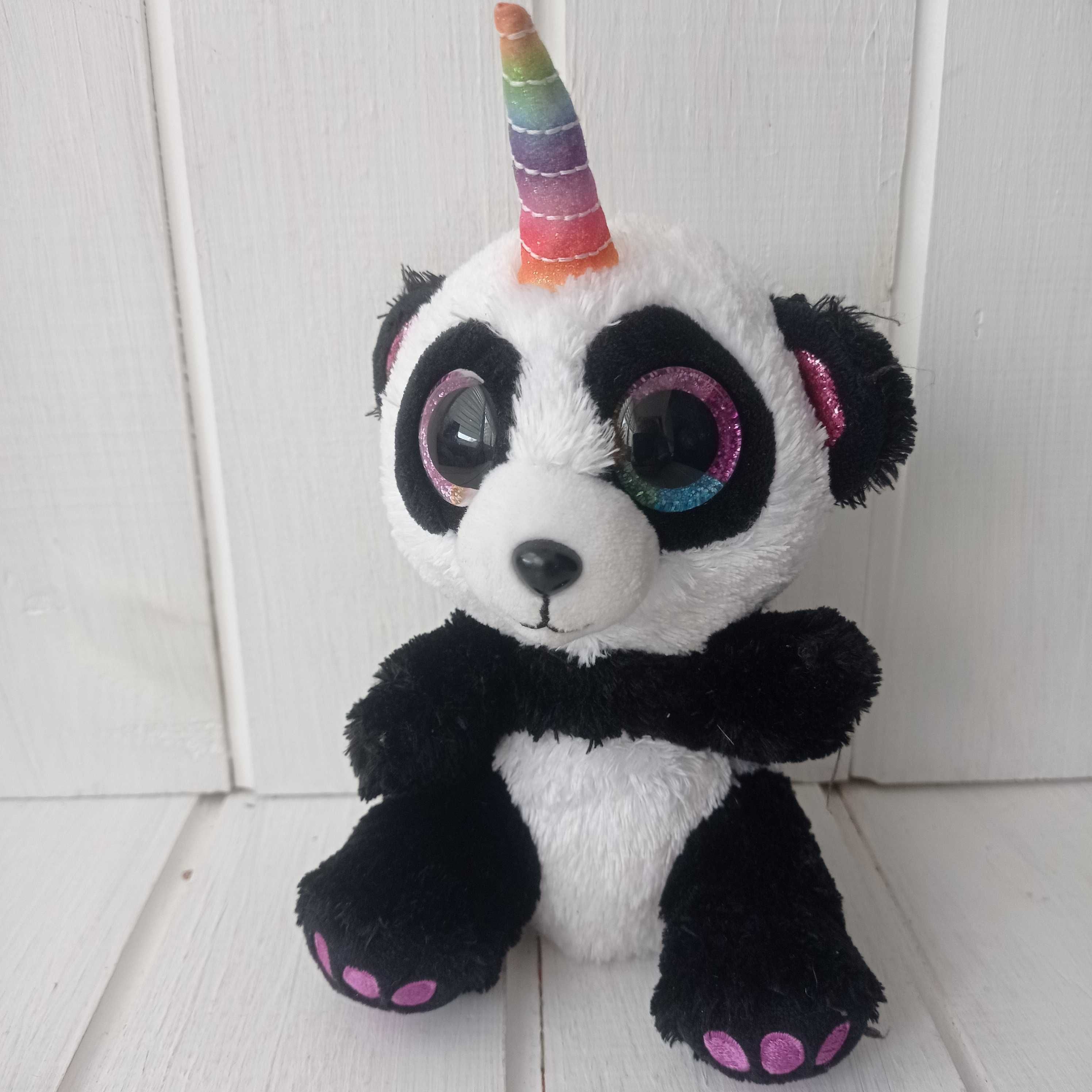 М'яка іграшка радужна панда єдиноріг глазастік глазастик игрушка