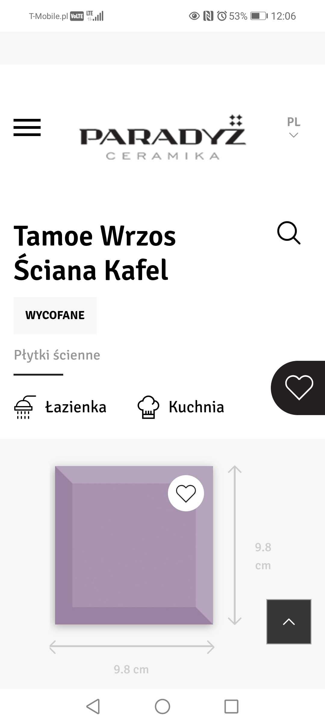 Paradyż Tamoe wrzos 10x10 płytki ścienne cegiełka