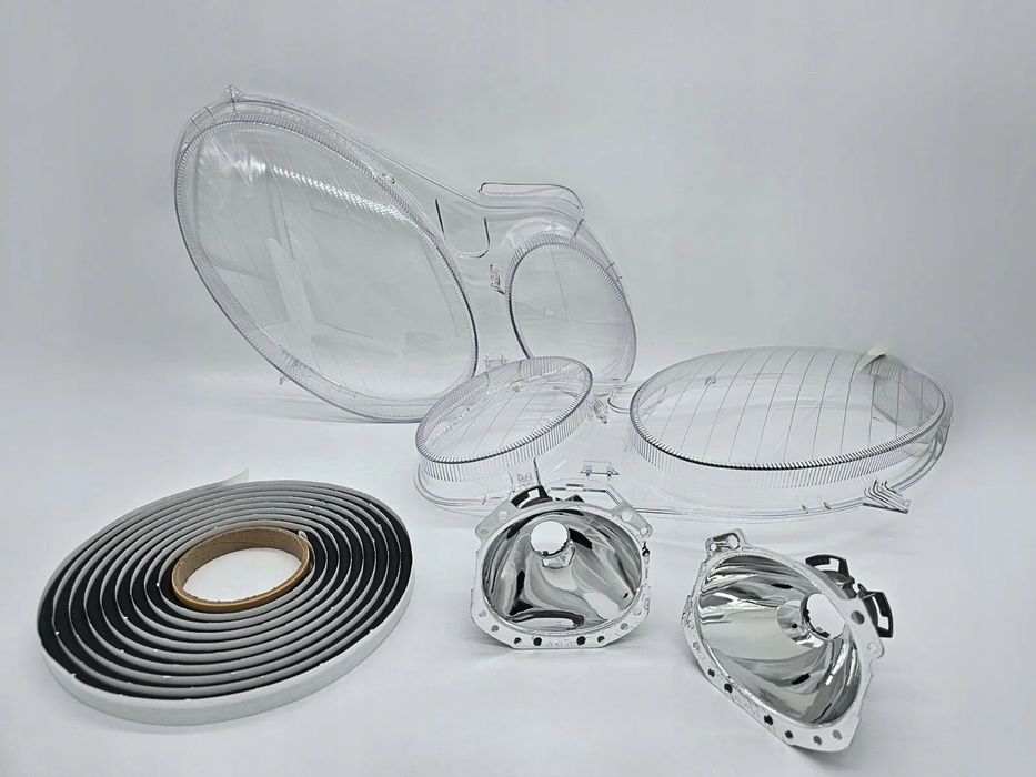 ZESTAW KLOSZY MERCEDES E W211 2002-2009 + KLEJ BUT. + ODBŁYŚNIKI HELLA D2S