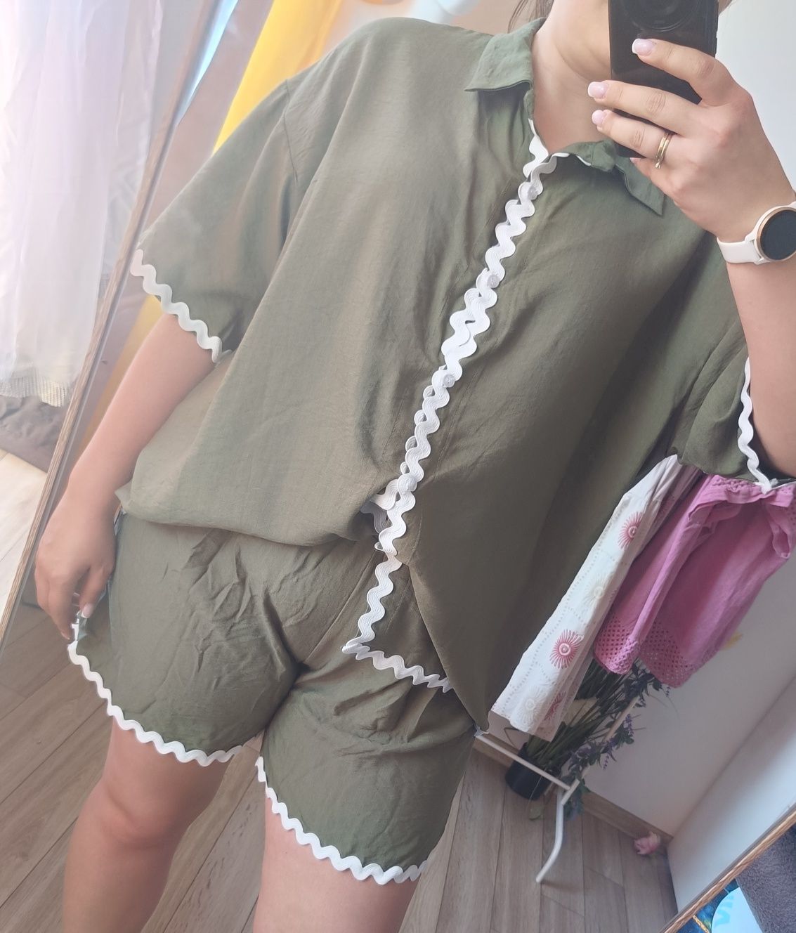 Komplet letni Plus Size Khaki
