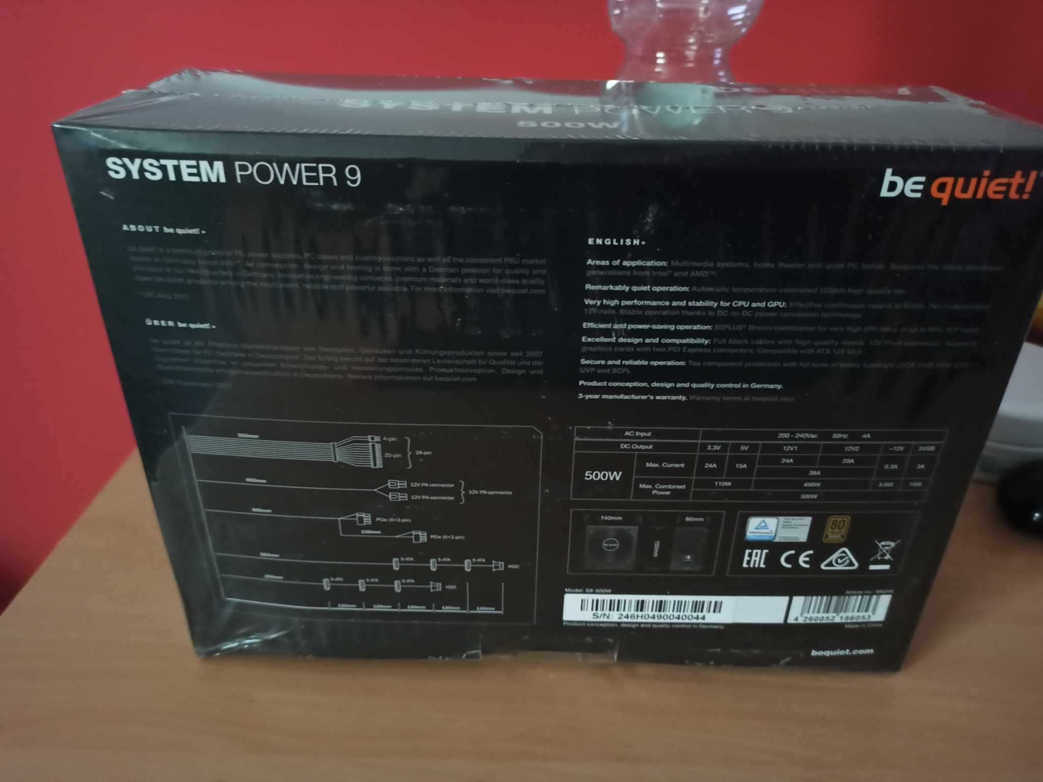 Zasilacz be quiet System Power 9 500W 80 Plus Bronze+ ram