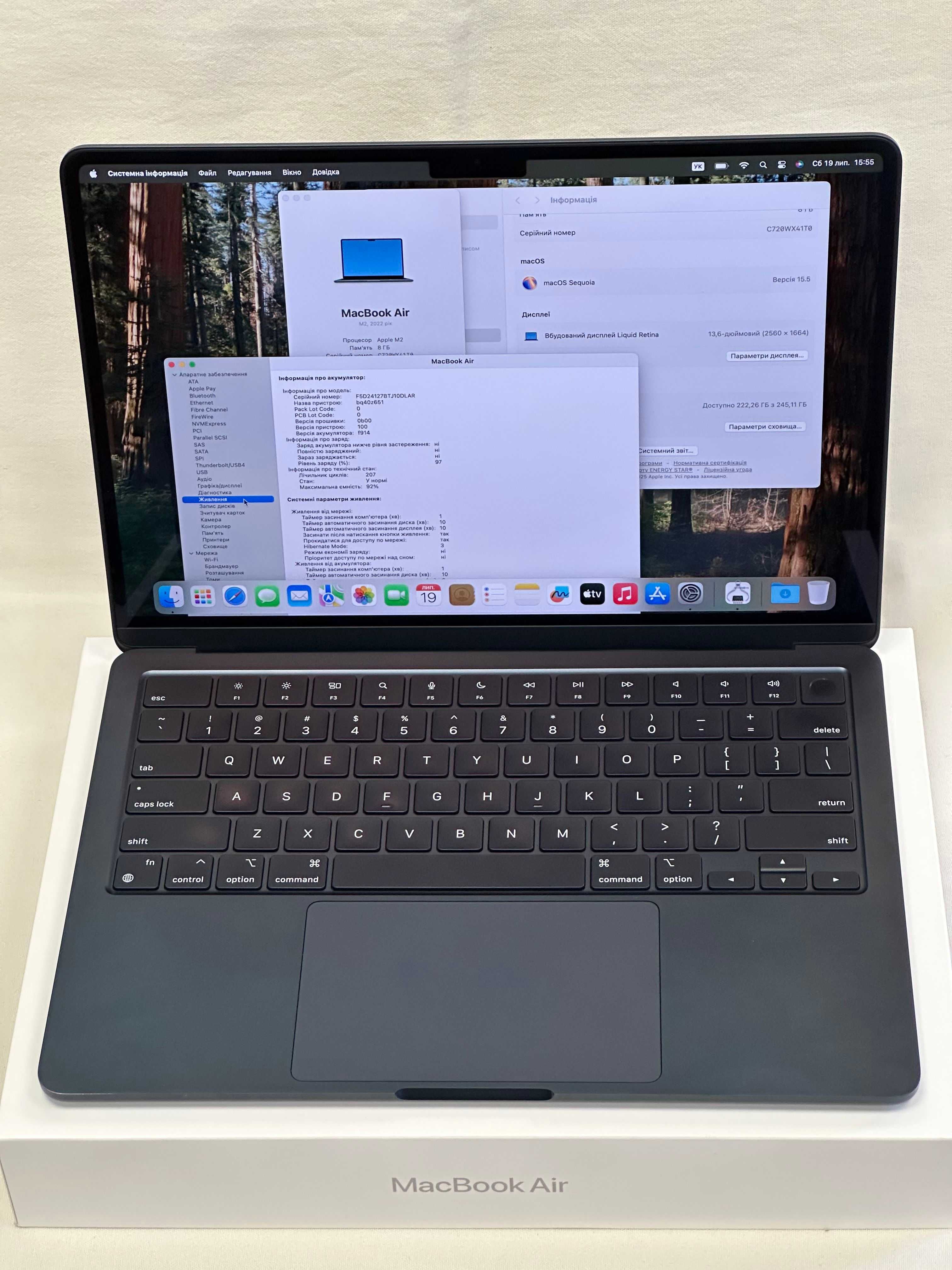 MacBook Air M2 13’ 2022р. 8/256Gb, 92% батарея