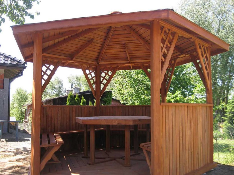 altany do ogrodu z drewna ,klasyczne, estetyczne, drewniane FI 340 cm