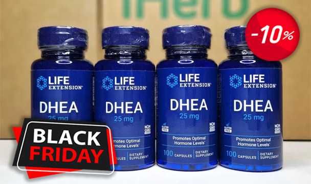 DHEA Life Extension, ДГЕА, дегідроепіандростерон, 25 мг, 100 капсул