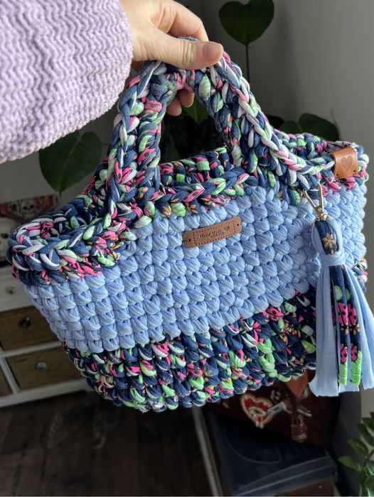 Torebka koszyk shopper szydełkowa
