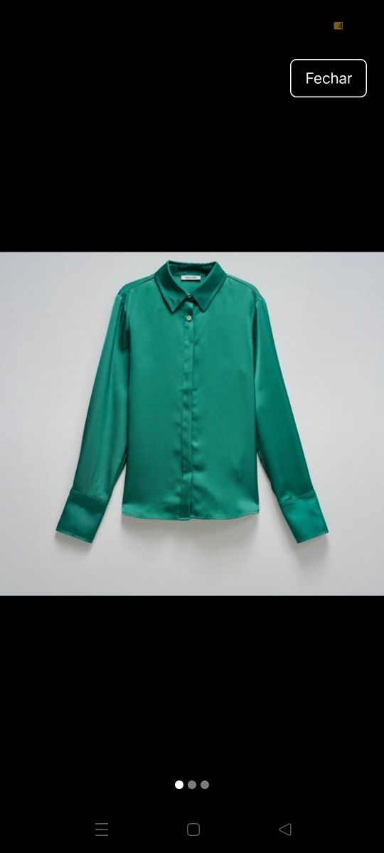 Camisa verde acetinada xs