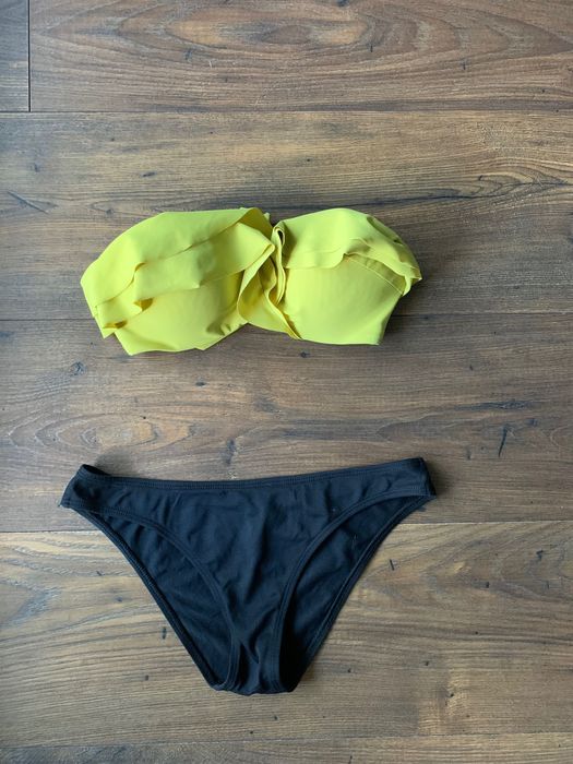 Strój kąpielowy dwuczęściowy bikini żółty czarny Oysho rozmiar S