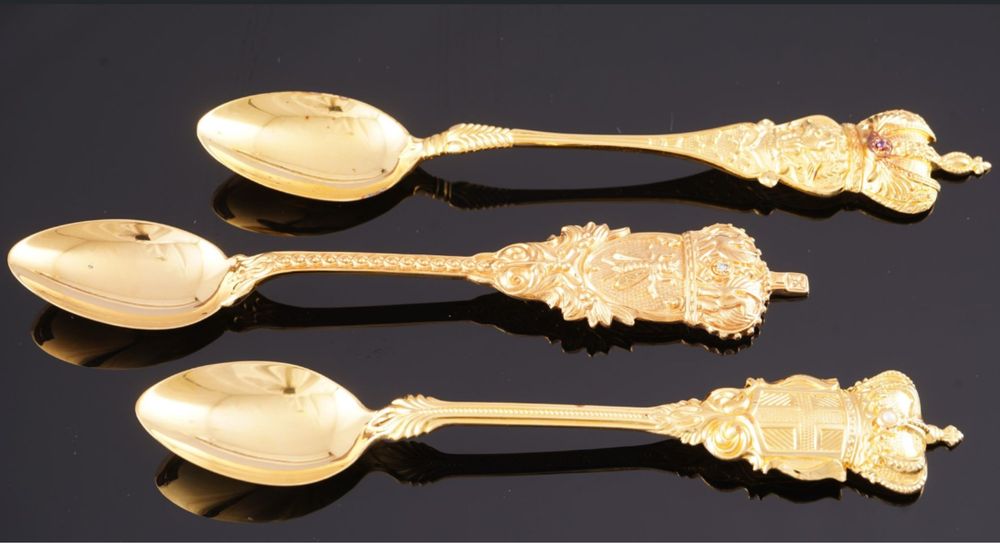 Faberge - Colher de café (12) - Prata dourada 24k