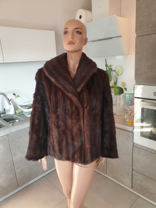 piękne futro kurtka z norek brązowe ok L