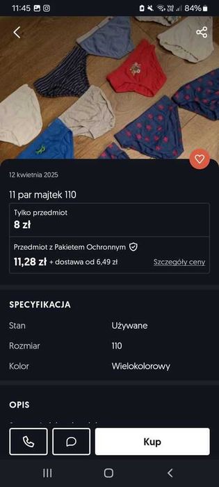 Zestaw majtek 110/116