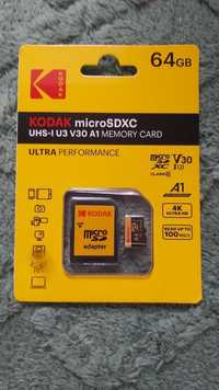 Kodak Karta Pamięci 64GB Micro SD Adapter Aparat Telefon Laptop Nowa