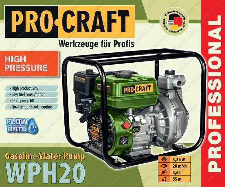 Мотопомпа бензиновая Procraft WPD45 (для грязной воды) Германия