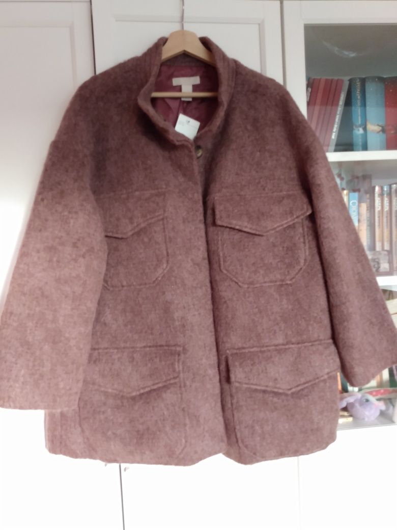 H&M trend premium kurtka płaszcz 40/42 wrzosowy