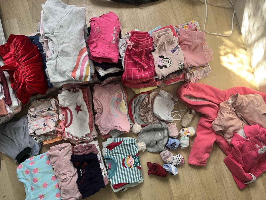 Paka ubranek 74/80dziewczynka 130szt