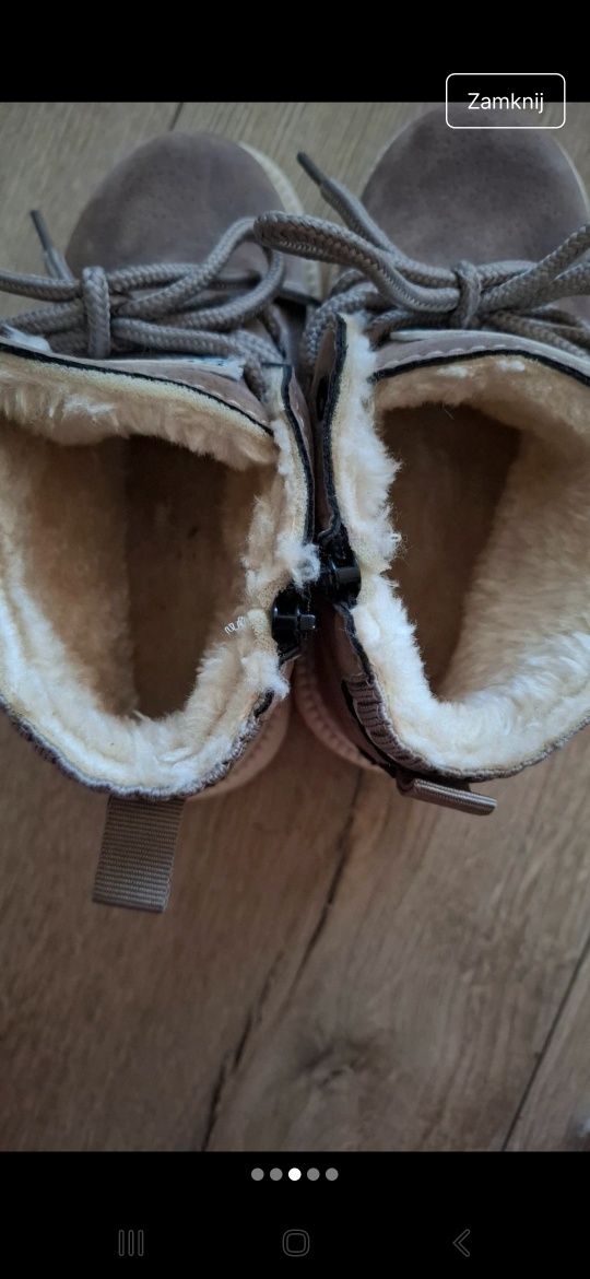Buty zimowe sznurowane chłopięce traperk butu