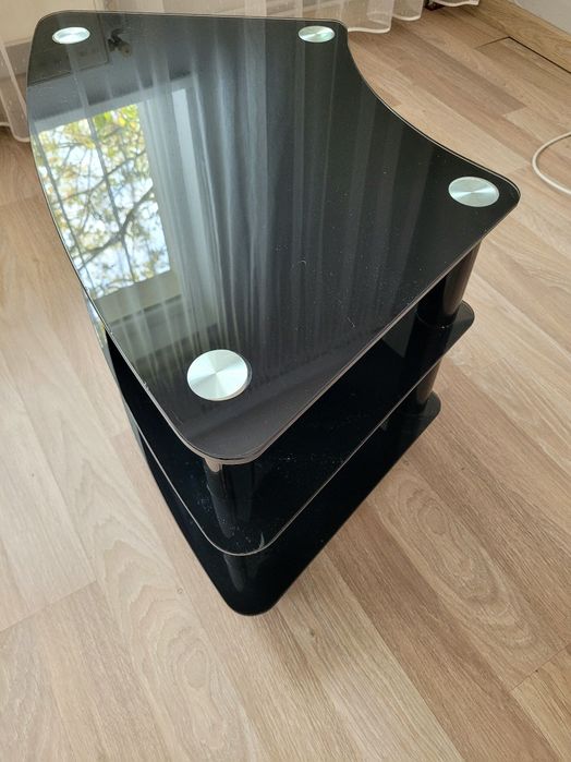 Stolik szklany czarny pod telewizor RTV TV Bobolic