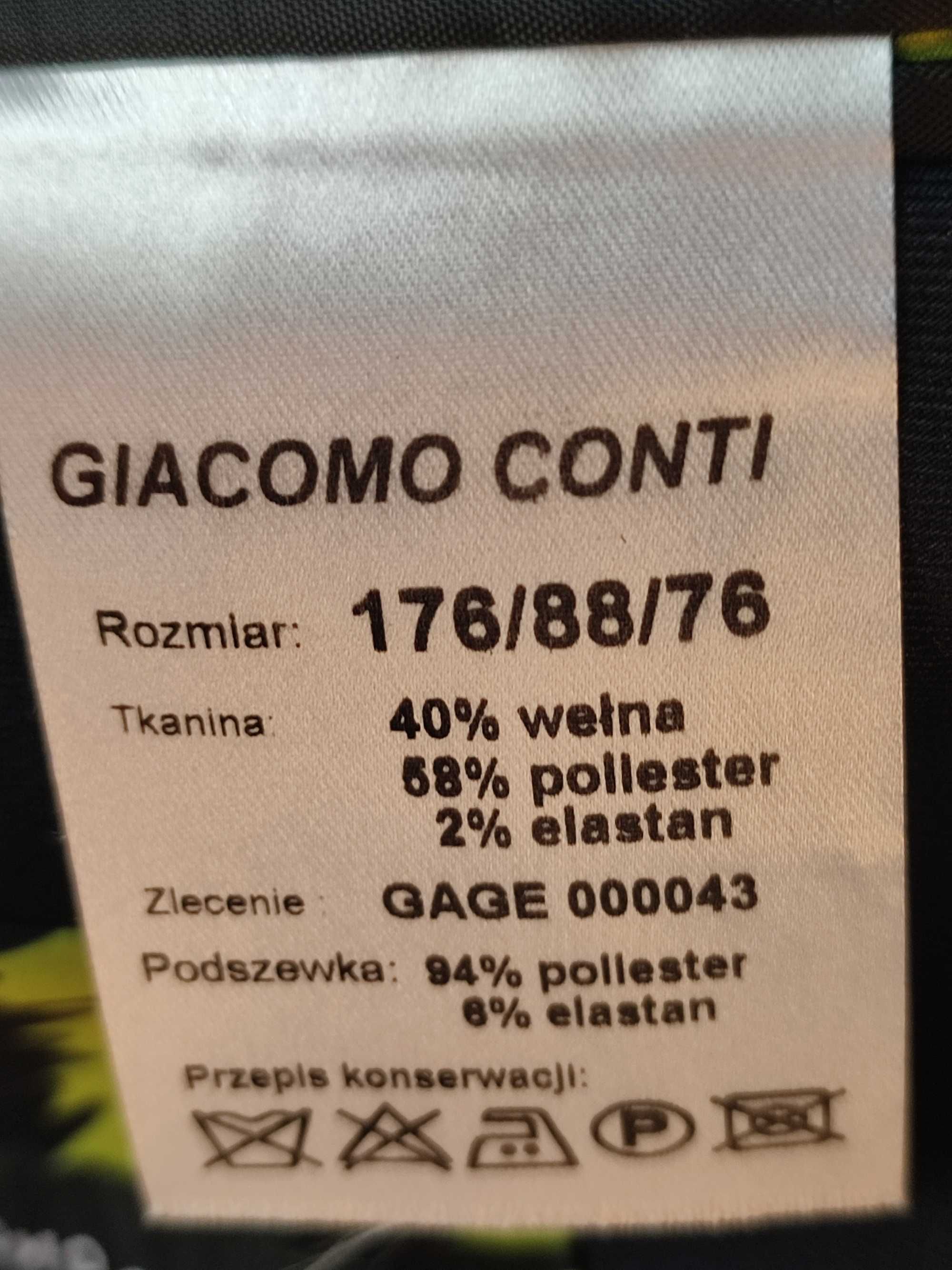 Giacomo Conti garnitur slim kolor granatowy seledynowa lamówka rozm L