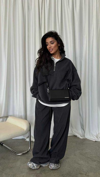 Жіночий костюм — Зіп худі та штани оверсайз — Світшот — БЕЗ ПЕРЕДПЛАТ